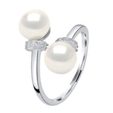 Ring Toi & Moi 2 Pearl Button Freshwater Pearl & Cubic Zirconia White
