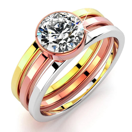Bullion Gold Britney Tri-Tone Stackable Ring
