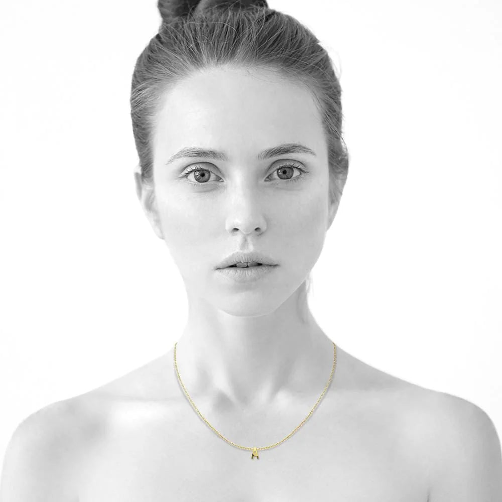 Bullion Gold Initials Brick Alphabet Letter Necklace Gold Layered Steel Jewellery