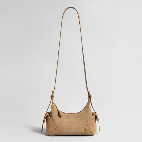 Suede Leather Retro Underarm Bag - Apricot