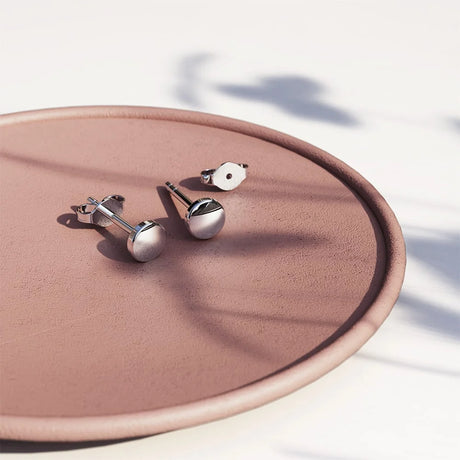 Solid 925 Sterling Silver Circle Stud Earrings