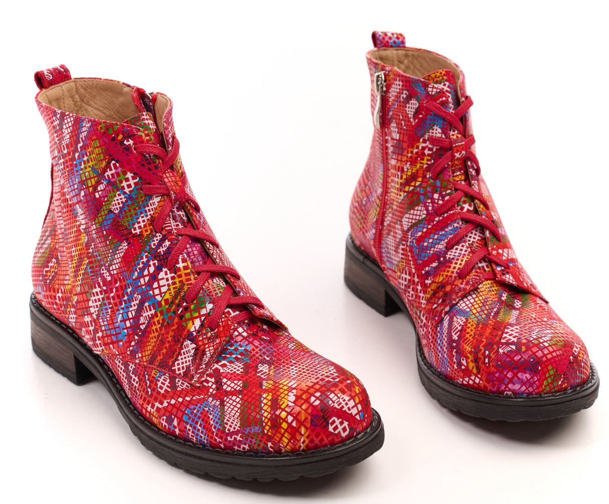 Bosccolo Womens Ankle Boots - Multi-Red