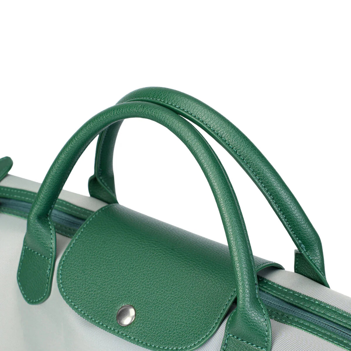BAMEI Large Capacity Water-Resistant Nylon Handbag with Genuine Leather Trim - Green