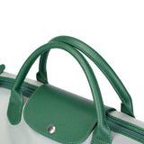 BAMEI Large Capacity Water-Resistant Nylon Handbag with Genuine Leather Trim - Green