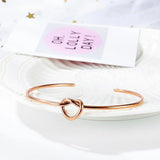 Boxed Single Knotted Tie Promise Necklace and Bangle Set in Rose Gold Plated
