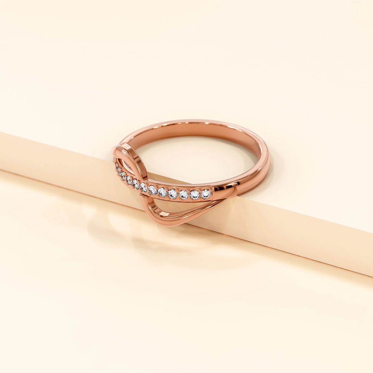 Bullion Gold Catherine Zircon Studded Ring In Rose Gold