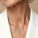 Krystal Couture Zigzag Pendant Necklace in White Gold Embellished with SWAROVSKI Crystals