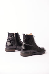 Bosccolo Womens Ankle Boots - Black Croco