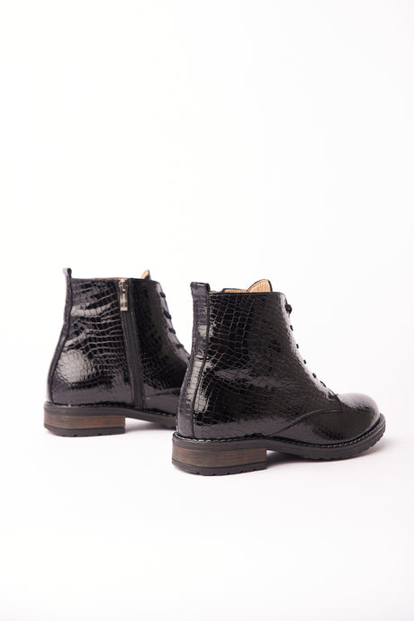 Bosccolo Womens Ankle Boots - Black Croco