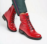 Bosccolo Womens Boots - Red Crocodile
