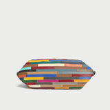 Multicolor Brick Patchwork Large Leather Tote Bag - Rainbow