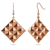 Bullion Gold Fascination Geometric Diamond Shape Metallic  Earrings Rose Gold
