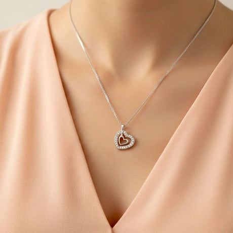 Krystal Couture Heart In Heart Necklace Embellished with SWAROVSKI Crystals