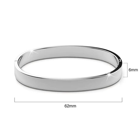Bullion Gold Serena Solid Flat Hinged Bangle in Silver