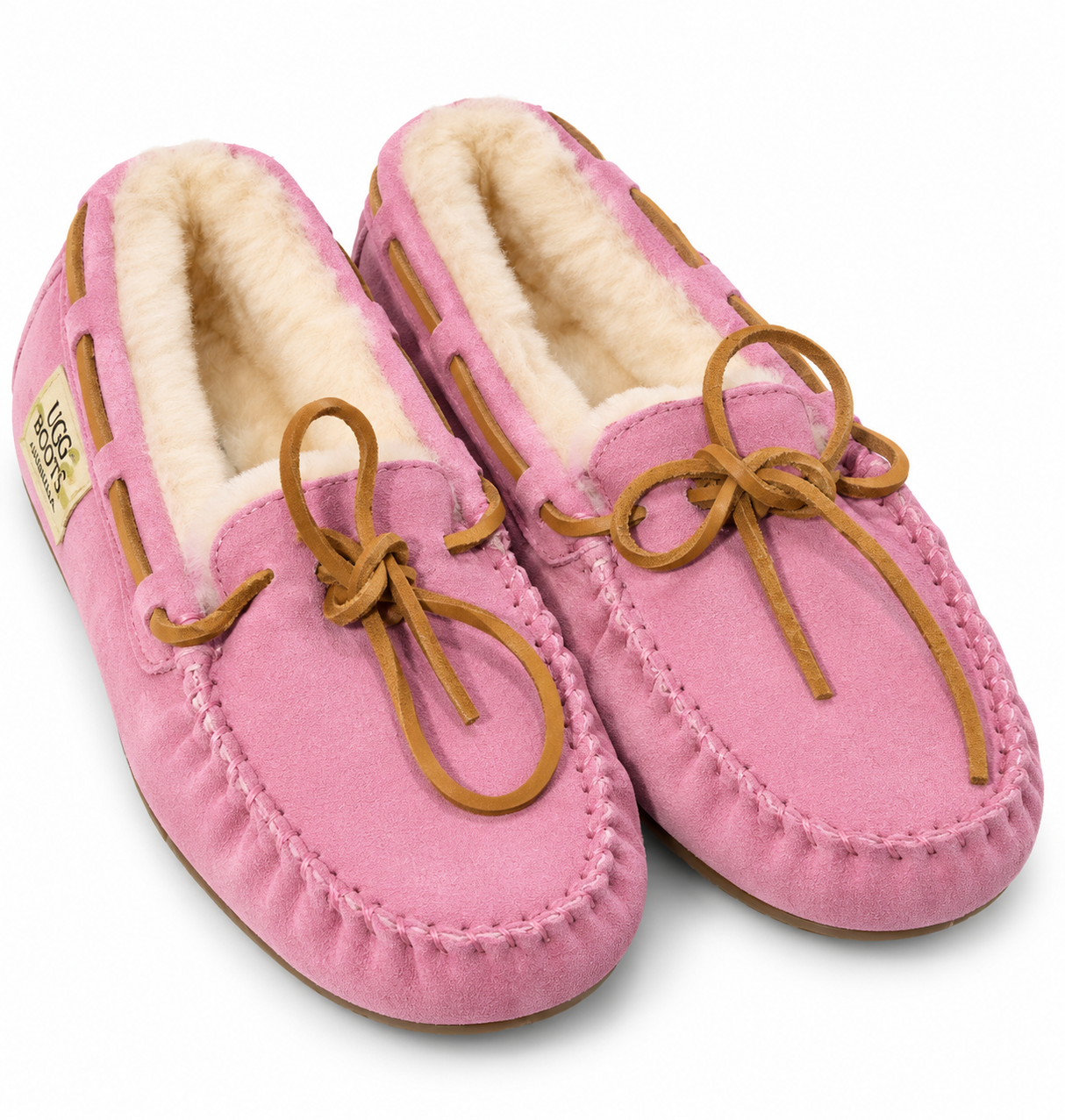 Australian Leather Ugg Moccasin Slippers - Pink - AU5