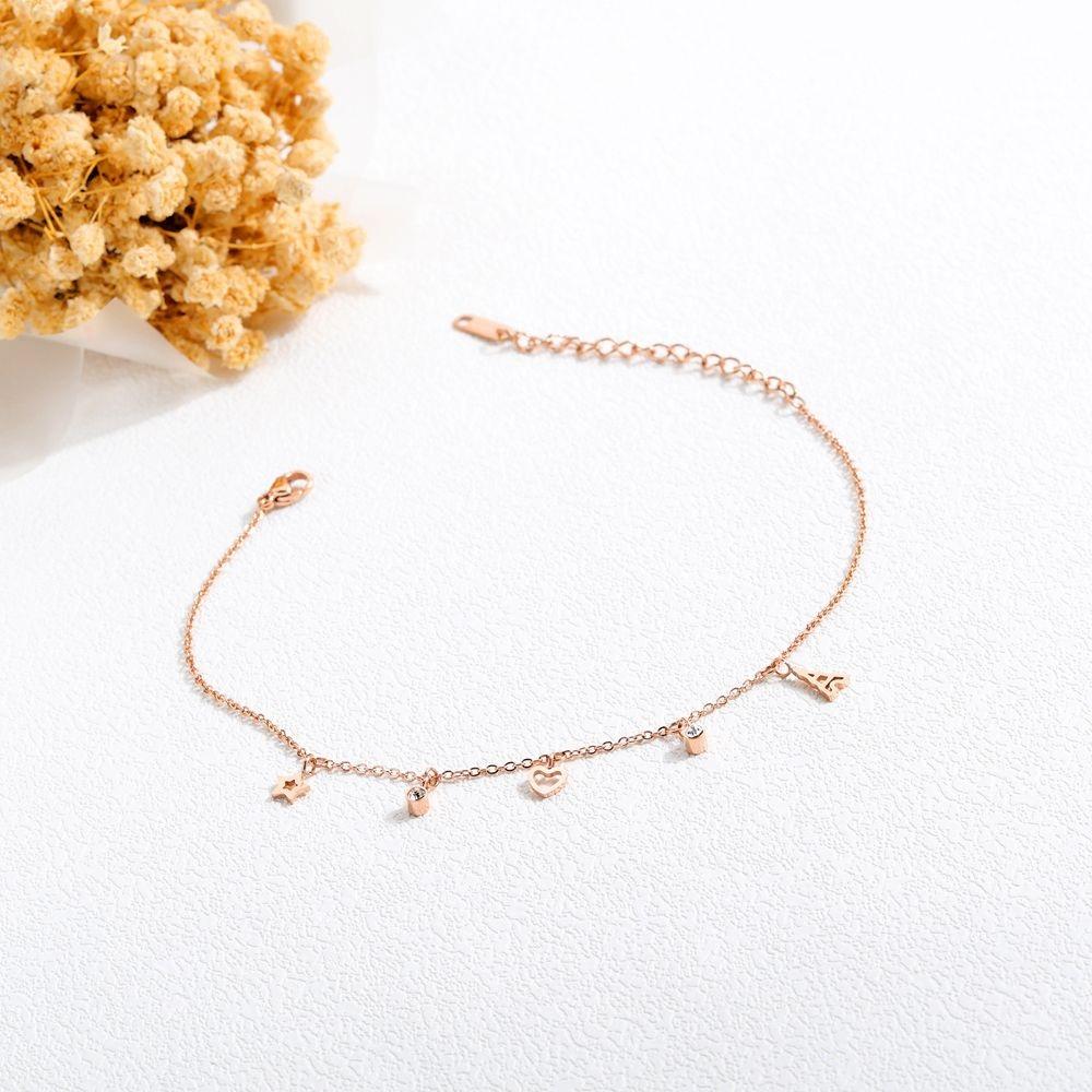 Bullion Gold Dangling Stacey Charming Beach Feet Jewellery Rose Gold Layered Anklet
