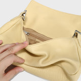 Premium Calfskin Leather Baguette Shoulder Bag - Yellow