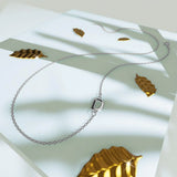 Bullion Gold Bold Alphabet Letter Initial Charm Necklace in White Gold Tone