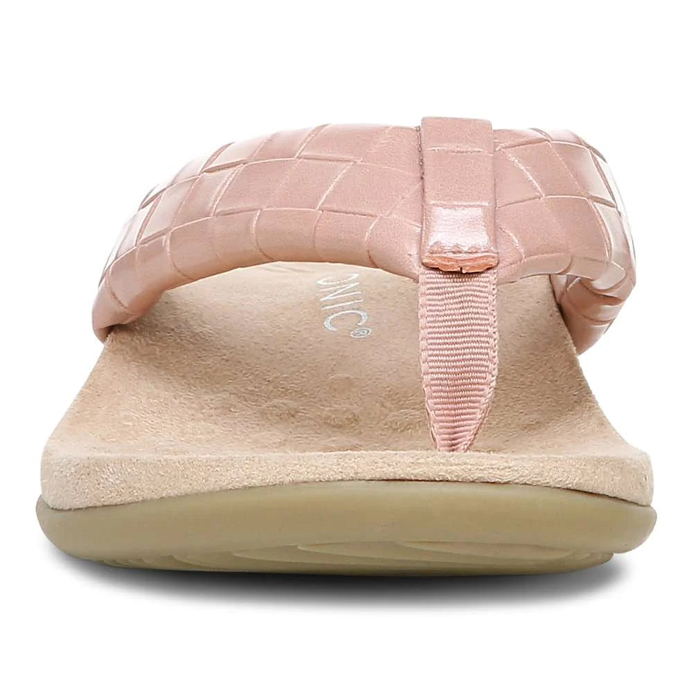 Vionic Layne Toe Post Sandal - Peach Woven
