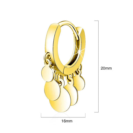 Bullion Gold Boho Medallion Huggie Gold Earrings
