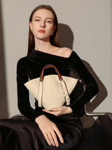 Taormina Sculptural Pebbled Leather Bucket Bag - Ivory