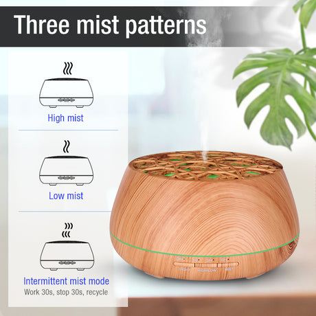 TODO 400Ml Bluetooth Humidifier Aromatherapy Diffuser Ultrasonic Led Speaker Dome - Woodgrain