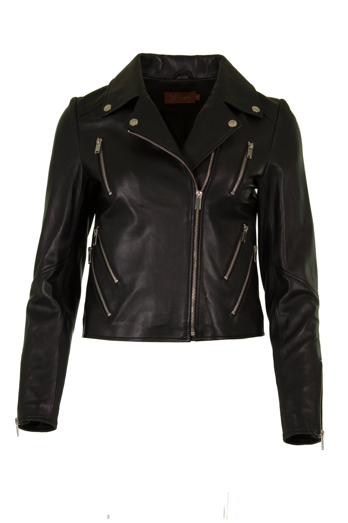 Womens Leather Jacket in Black with Zips