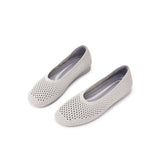 Heart Mesh Knit Square Toe Wedge Flats - Grey