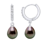 Earrings Creole Real Cultured Tahiti Pearls 8-9 mm - Longueur 42 cm