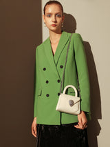 Avant Garde Silver Chain Strap Leather Top Handle Bag - Ivory