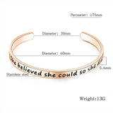 Boxed Double Inspiring Heart Love Charm Rose Gold Cuff and Toggle Bangle Set