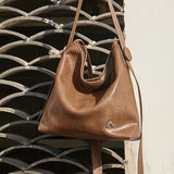 Nalandu Vintage Leather Slouchy Tote Bag - Brown