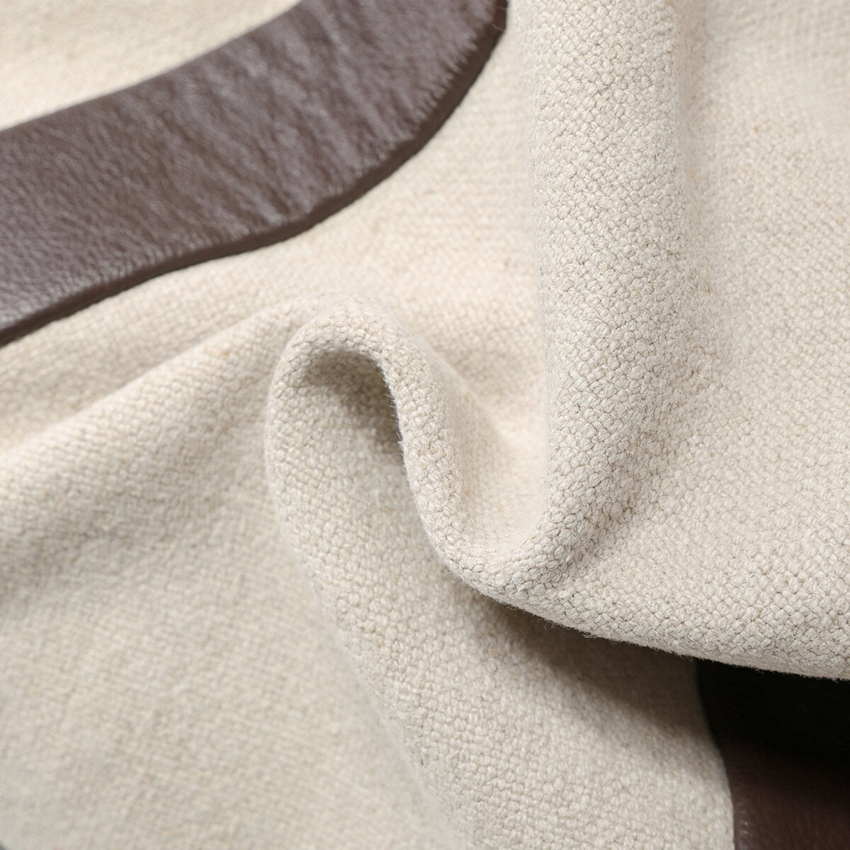 Canvas & Leather Curved-Top Satchel - Ivory