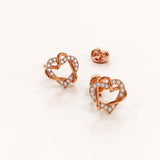 Krystal Couture Intertwined Love & Hearts Rose Gold Plated Stud Earrings Embellished with SWAROVSKI Crystals