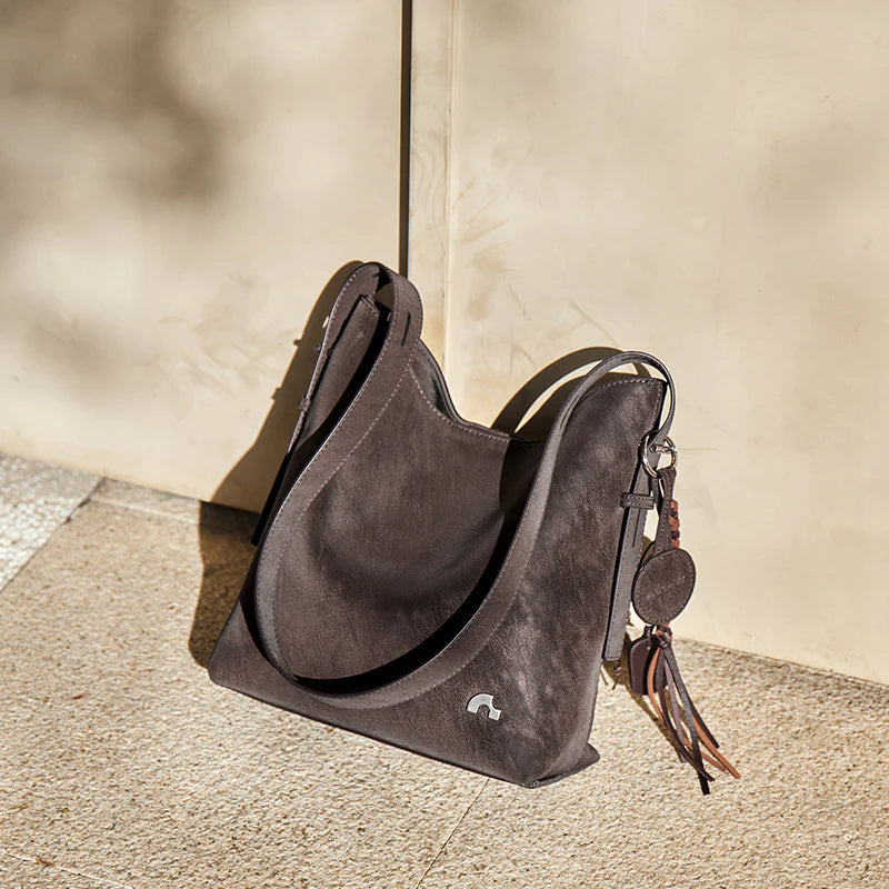 Nalandu Vintage Leather Large Capacity Tote Bag - Chocolate