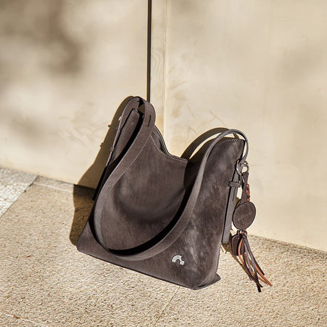 Nalandu Vintage Leather Large Capacity Tote Bag - Chocolate