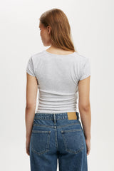Cotton On Women's Sunday Scoop Short Sleeve - Grey Marle