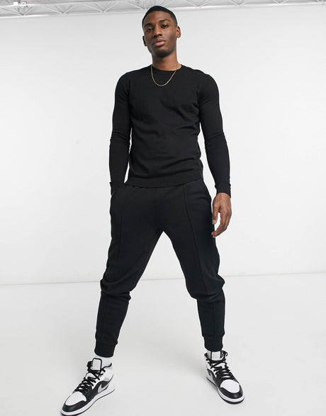 Asos Design Cotton Jumper In Black