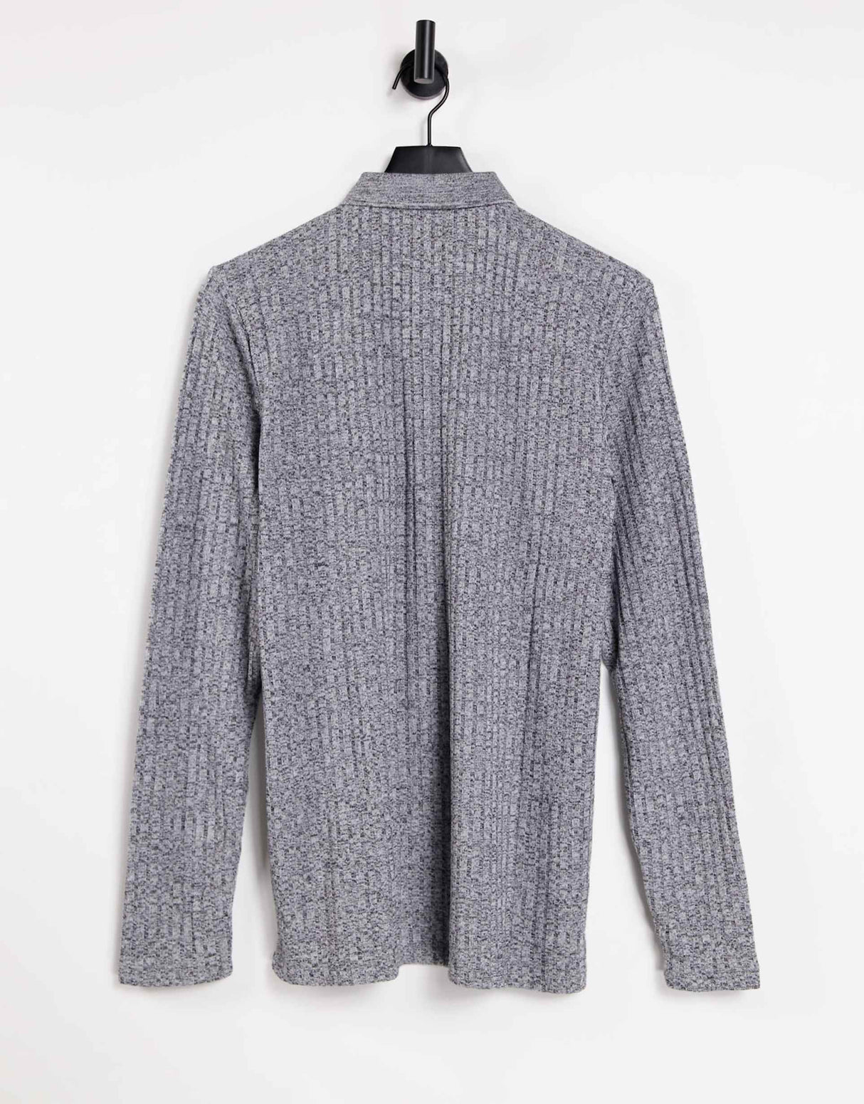 Asos Design Long Sleeve Polo Shirt In Interest Rib