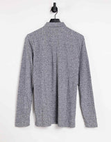 Asos Design Long Sleeve Polo Shirt In Interest Rib