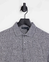 Asos Design Long Sleeve Polo Shirt In Interest Rib