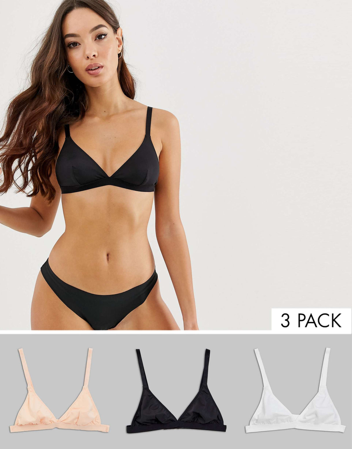 Asos Design 3 Pack Microfibre Triangle Bra