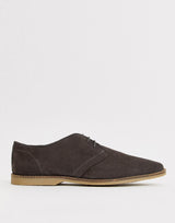 Asos Design Lace Up Shoes In Grey Suede With Natural Sole