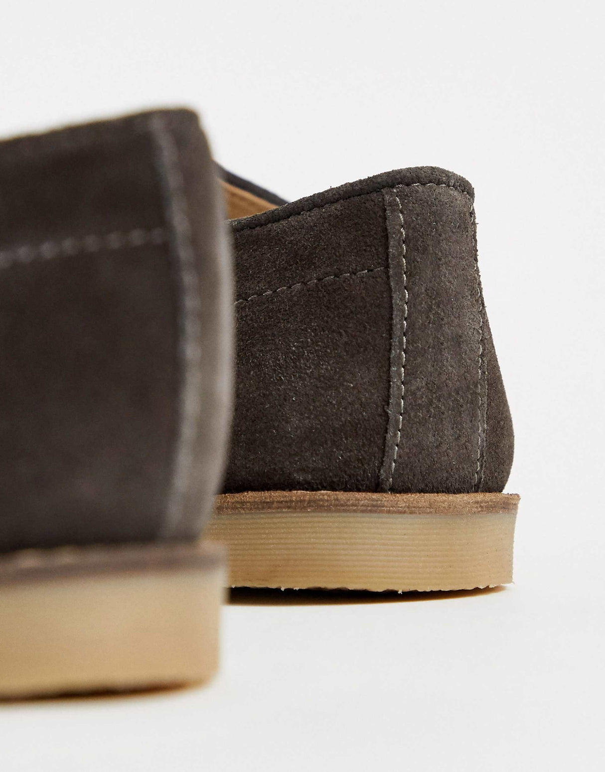 Asos Design Lace Up Shoes In Grey Suede With Natural Sole