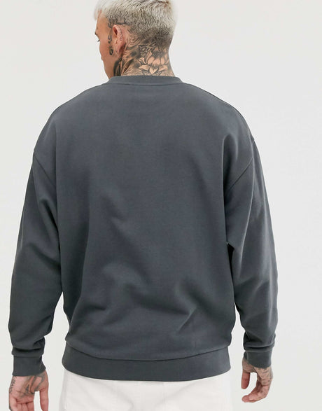 Asos Design Oversized Sweatshirt In Washed Black