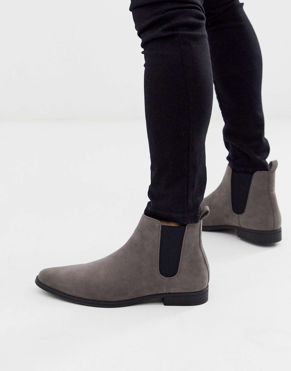 Asos Design Chelsea Boots In Grey Faux Suede