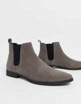 Asos Design Chelsea Boots In Grey Faux Suede