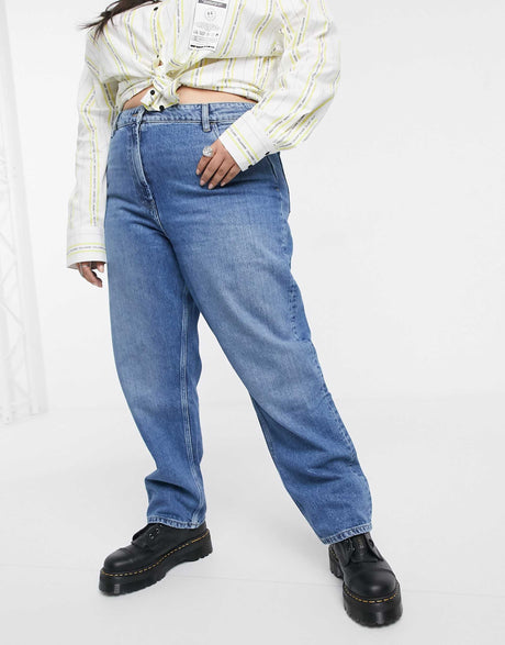 Collusion Plus X005 90S Straight Leg Jeans In Washed Blue