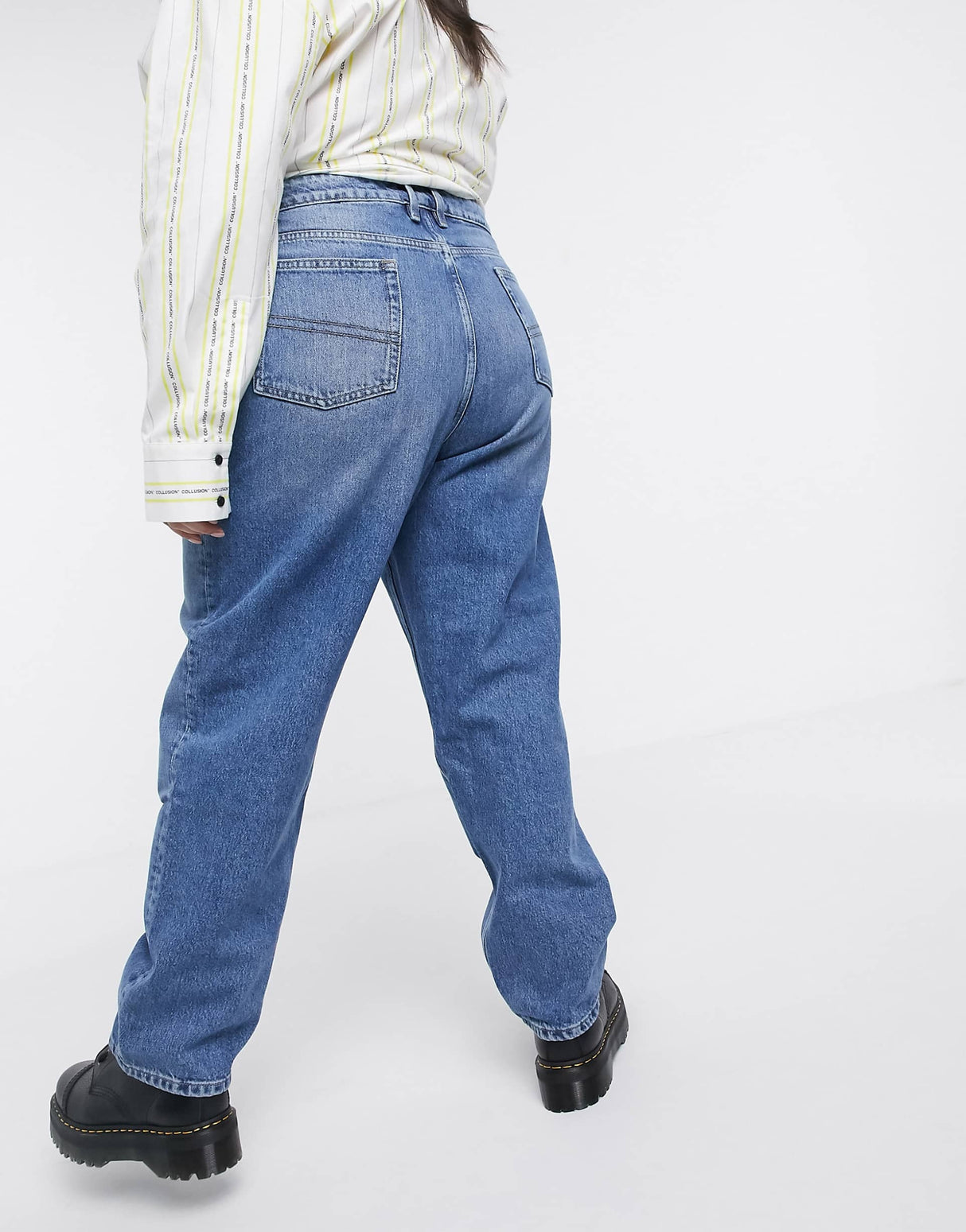 Collusion Plus X005 90S Straight Leg Jeans In Washed Blue