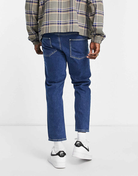 Asos Design Classic Rigid Jeans In Mid Stone Wash Blue